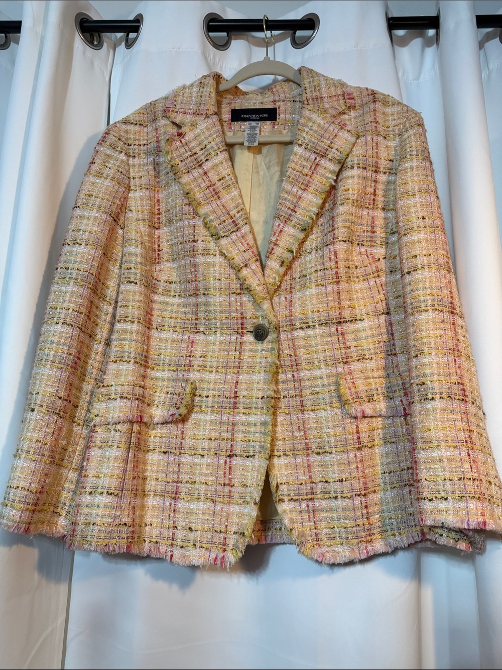 Jones New York Woman Quiet Luxury Pastel Tweed Jacket Blazer Plus Size 18W B12